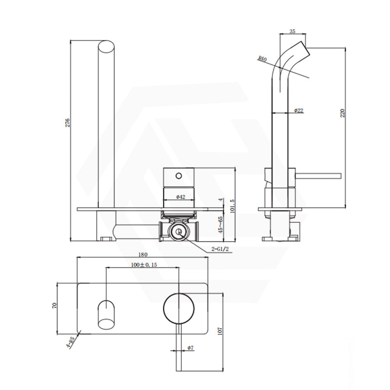 Otus Slimline 182mm/220mm Wall Basin Mixer with Spout Variant Colour Available