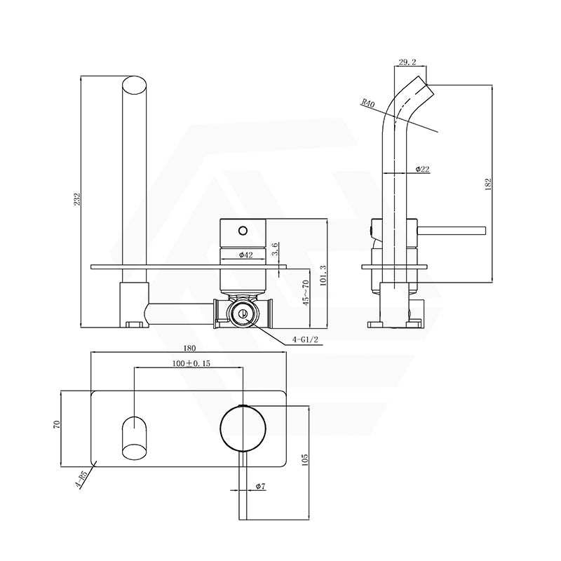 Otus Slimline 182mm/220mm Wall Basin Mixer with Spout Variant Colour Available