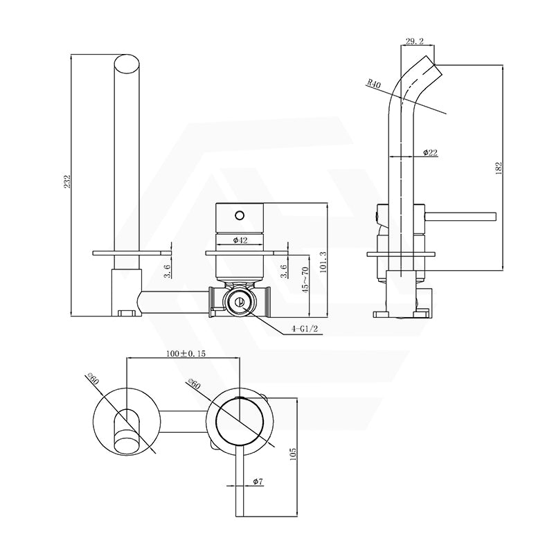 Otus Slimline Wall Mixer Spout Set Rough-In Body Only