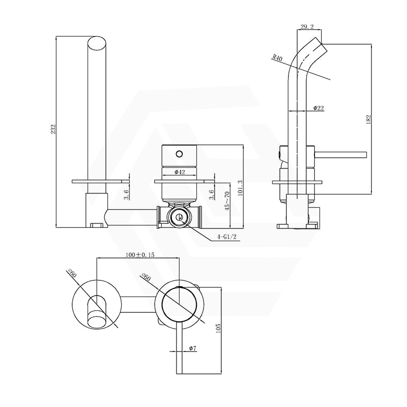 Otus Slimline Wall Mixer Spout Set with Separate Cover Plates Variant Colour Available
