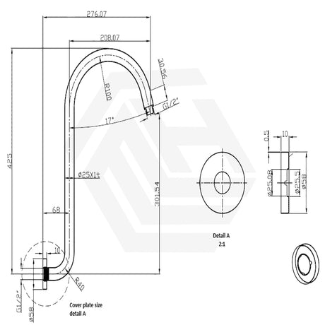 IKON Clasico Round High-Rise Shower Arm Brass Variant Colour Available