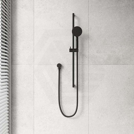 MA Cora Matt Black Round Sliding Handheld Shower Head On Rail With Water Inlet