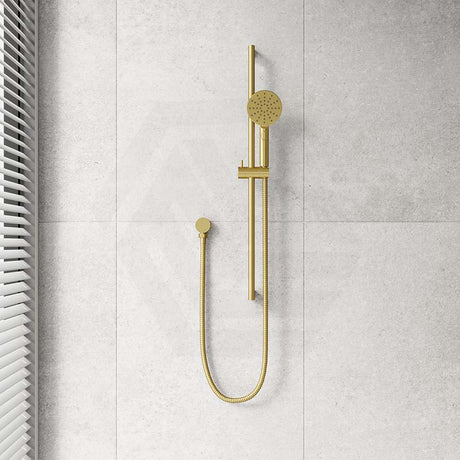 G#4(Gold) Cora Brushed Gold Round Sliding Handheld Shower Head On Rail With Water Inlet