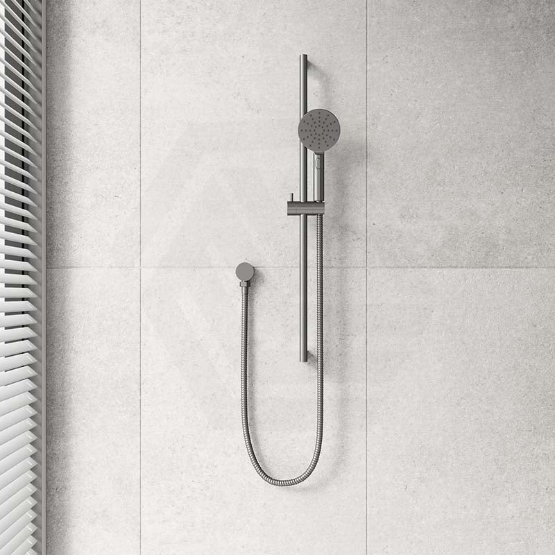 N#1(Nickel) Cora Brushed Nickel Round Sliding Handheld Shower Head On Rail With Water Inlet