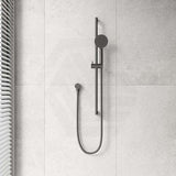 M#1(Gunmetal Grey) Cora Gunmetal Round Sliding Handheld Shower Head On Rail With Water Inlet