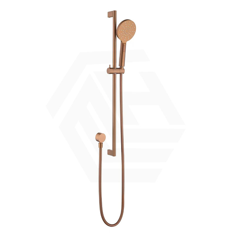 BC Cora Brushed Copper Round Sliding Handheld Shower Head On Rail With Water Inlet