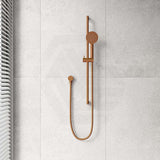 BC Cora Brushed Copper Round Sliding Handheld Shower Head On Rail With Water Inlet
