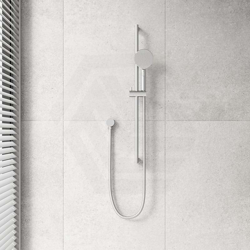 Stainless Steel Cora Round Sliding Handheld Shower Head On Rail With Water Inlet