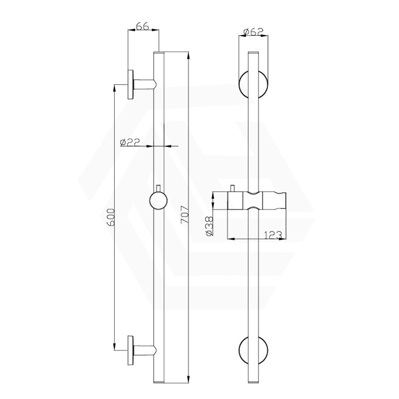 Otus Slimline Round Handheld Shower on Sliding Rail with Water Inlet Variant Colour Available