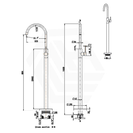 Otus Slimline Stainless Steel Freestanding Bath Mixer