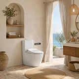 LAFEME Catania/Thea Standard-Luna Rimless Back To Wall Toilet Suite S/P Trap with Multi-functional Smart Electric Toilet Bidet Seat 680*375*840mm - Gloss White