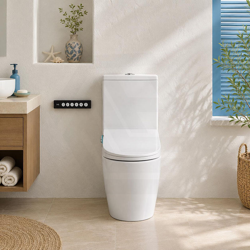 LAFEME Catania/Thea Standard-Luna Rimless Back To Wall Toilet Suite S/P Trap with Multi-functional Smart Electric Toilet Bidet Seat 680*375*840mm - Gloss White