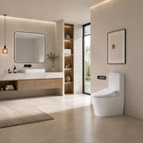 LAFEME Catania/Thea Standard-Luna Rimless Back To Wall Toilet Suite S/P Trap with Multi-functional Smart Electric Toilet Bidet Seat 680*375*840mm - Gloss White