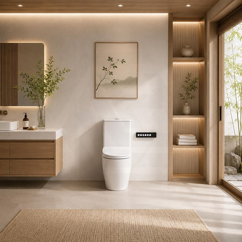 LAFEME Catania/Thea Standard-Luna Rimless Back To Wall Toilet Suite S/P Trap with Multi-functional Smart Electric Toilet Bidet Seat 680*375*840mm - Gloss White