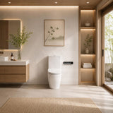 LAFEME Catania/Thea Standard-Luna Rimless Back To Wall Toilet Suite S/P Trap with Multi-functional Smart Electric Toilet Bidet Seat 680*375*840mm - Gloss White