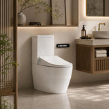 LAFEME Catania/Thea Standard-Luna Rimless Back To Wall Toilet Suite S/P Trap with Multi-functional Smart Electric Toilet Bidet Seat 680*375*840mm - Gloss White