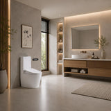 LAFEME Catania/Thea Standard-Luna Rimless Back To Wall Toilet Suite S/P Trap with Multi-functional Smart Electric Toilet Bidet Seat 680*375*840mm - Gloss White