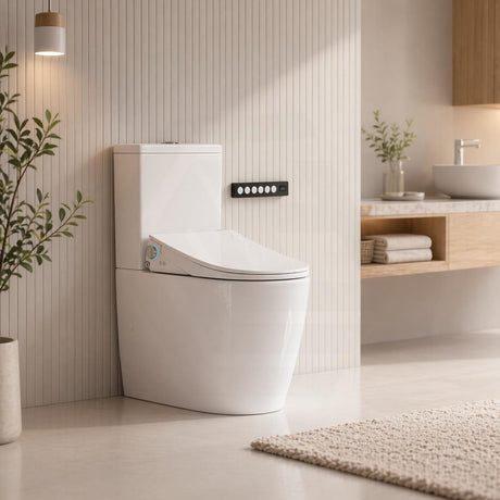 LAFEME Extra Height Rimless Tornado Back To Wall Toilet Suite S/P Trap with Multi-functional Smart Electric Toilet Bidet Seat 655x375x870mm - Gloss White