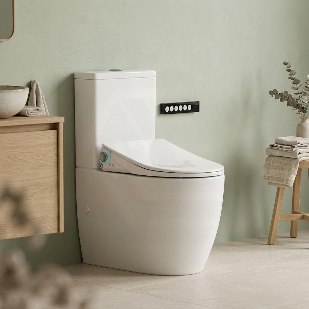 LAFEME Extra Height Rimless Tornado Back To Wall Toilet Suite S/P Trap with Multi-functional Smart Electric Toilet Bidet Seat 655x375x870mm - Gloss White