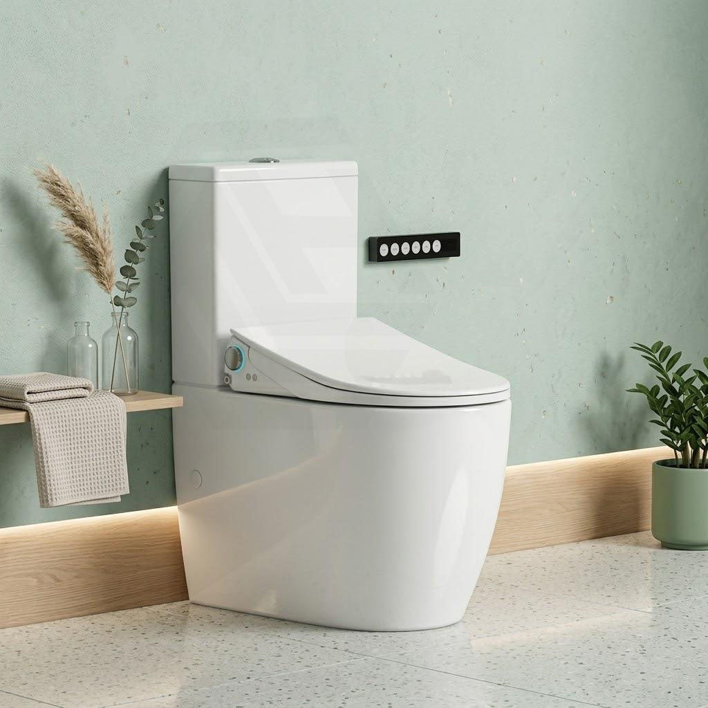 LAFEME Extra Height Rimless Tornado Back To Wall Toilet Suite S/P Trap with Multi-functional Smart Electric Toilet Bidet Seat 655x375x870mm - Gloss White