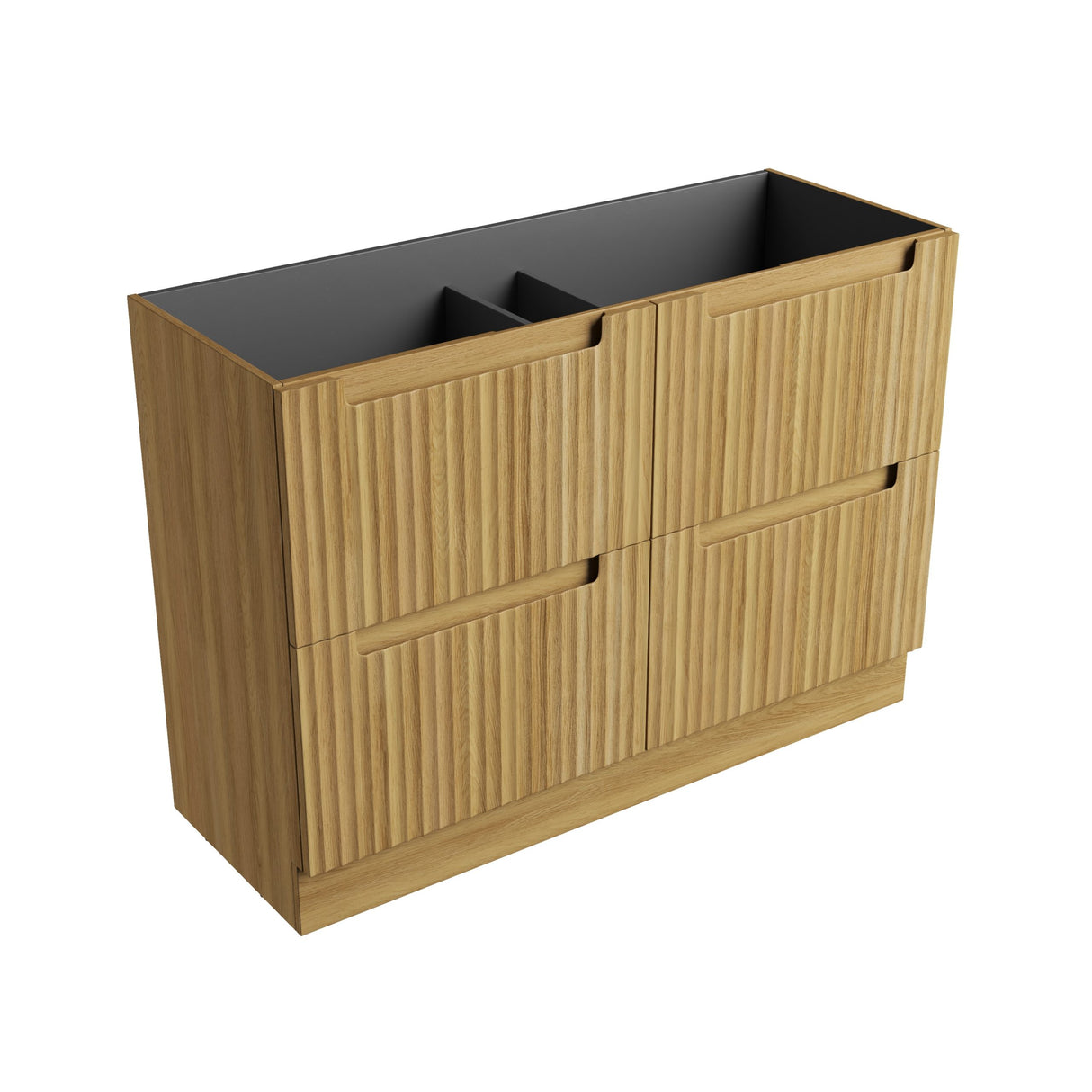600-1800mm Aulic Lovina Fluted Freestanding Vanity with Kickboard Finger Pull Drawers Harvest Oak