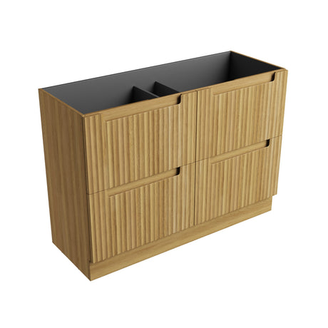 600-1800mm Aulic Lovina Fluted Freestanding Vanity with Kickboard Finger Pull Drawers Harvest Oak
