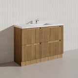 600-1800mm Aulic Lovina Fluted Freestanding Vanity with Kickboard Finger Pull Drawers Harvest Oak