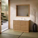 Aulic Lovina Fluted Freestanding Vanity with Kickboard Finger Pull Drawers 1200mm - Harvest Oak