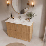 Aulic Lovina Fluted Freestanding Vanity with Kickboard Finger Pull Drawers 1200mm - Harvest Oak