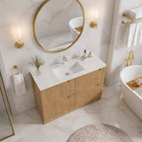 Aulic Lovina Fluted Freestanding Vanity with Kickboard Finger Pull Drawers 1200mm - Harvest Oak