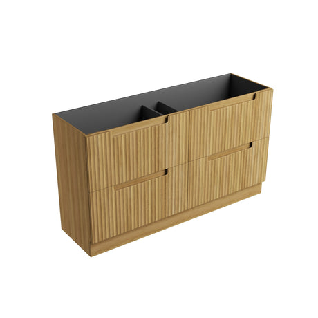 600-1800mm Aulic Lovina Fluted Freestanding Vanity with Kickboard Finger Pull Drawers Harvest Oak