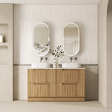 600-1800mm Aulic Lovina Fluted Freestanding Vanity with Kickboard Finger Pull Drawers Harvest Oak