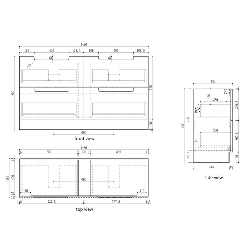 600-1800mm Aulic Lovina Fluted Freestanding Vanity with Kickboard Finger Pull Drawers Harvest Oak