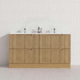 600-1800mm Aulic Lovina Fluted Freestanding Vanity with Kickboard Finger Pull Drawers Harvest Oak