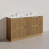 600-1800mm Aulic Lovina Fluted Freestanding Vanity with Kickboard Finger Pull Drawers Harvest Oak
