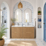 Aulic Lovina Fluted Freestanding Vanity with Kickboard Finger Pull Drawers Single/Double Bowls 1500mm - Harvest Oak