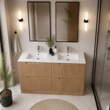 Aulic Lovina Fluted Freestanding Vanity with Kickboard Finger Pull Drawers Single/Double Bowls 1500mm - Harvest Oak