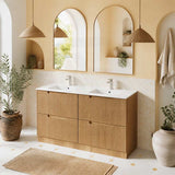 Aulic Lovina Fluted Freestanding Vanity with Kickboard Finger Pull Drawers Single/Double Bowls 1500mm - Harvest Oak