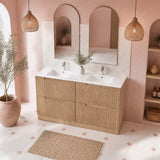 Aulic Lovina Fluted Freestanding Vanity with Kickboard Finger Pull Drawers Single/Double Bowls 1500mm - Harvest Oak