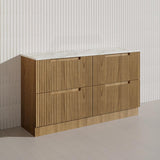 600-1800mm Aulic Lovina Fluted Freestanding Vanity with Kickboard Finger Pull Drawers Harvest Oak