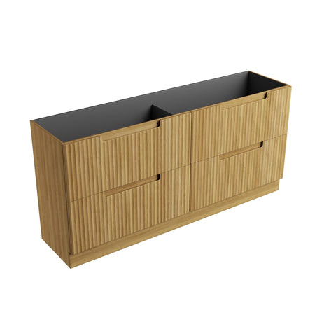 600-1800mm Aulic Lovina Fluted Freestanding Vanity with Kickboard Finger Pull Drawers Harvest Oak