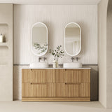 600-1800mm Aulic Lovina Fluted Freestanding Vanity with Kickboard Finger Pull Drawers Harvest Oak