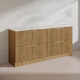 600-1800mm Aulic Lovina Fluted Freestanding Vanity with Kickboard Finger Pull Drawers Harvest Oak