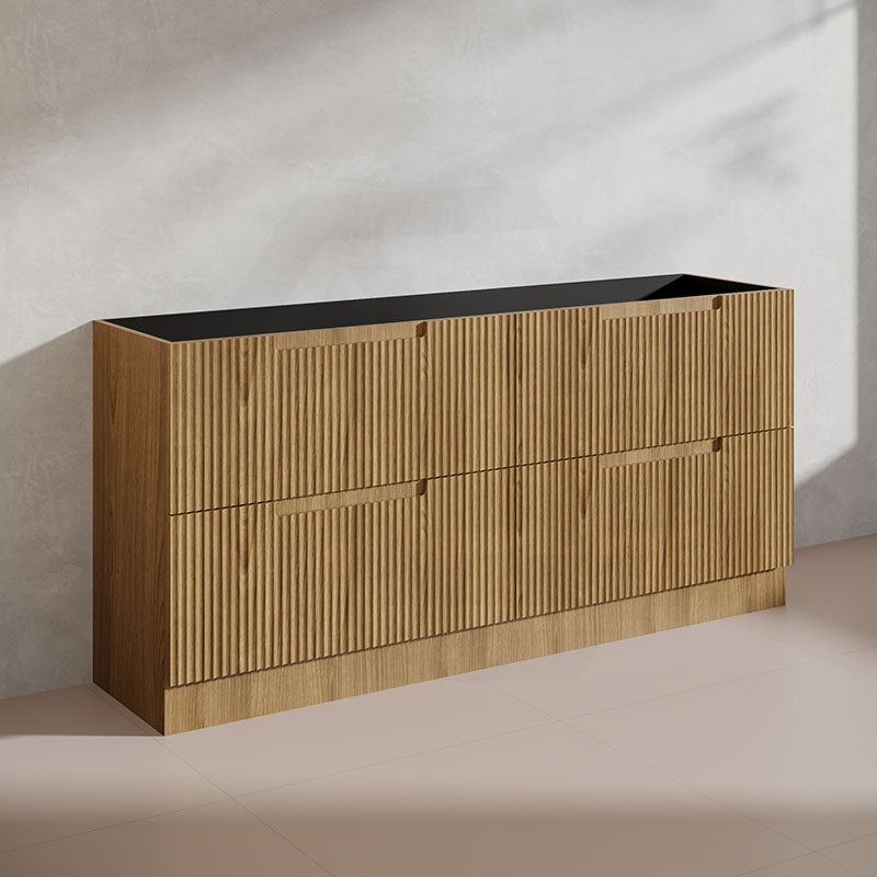 600-1800mm Aulic Lovina Fluted Freestanding Vanity with Kickboard Finger Pull Drawers Harvest Oak
