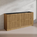 600-1800mm Aulic Lovina Fluted Freestanding Vanity with Kickboard Finger Pull Drawers Harvest Oak