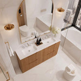 Aulic Lovina Fluted Freestanding Vanity with Kickboard Finger Pull Drawers Single/Double Bowls 1800mm - Harvest Oak