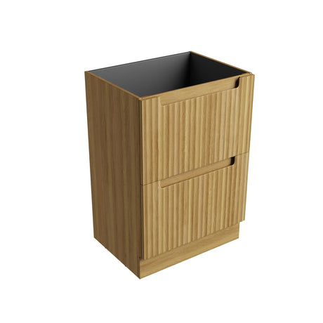 600-1800mm Aulic Lovina Fluted Freestanding Vanity with Kickboard Finger Pull Drawers Harvest Oak