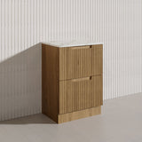 600-1800mm Aulic Lovina Fluted Freestanding Vanity with Kickboard Finger Pull Drawers Harvest Oak