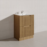600-1800mm Aulic Lovina Fluted Freestanding Vanity with Kickboard Finger Pull Drawers Harvest Oak