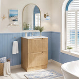 Aulic Lovina Fluted Freestanding Vanity with Kickboard Finger Pull Drawers 600mm - Harvest Oak